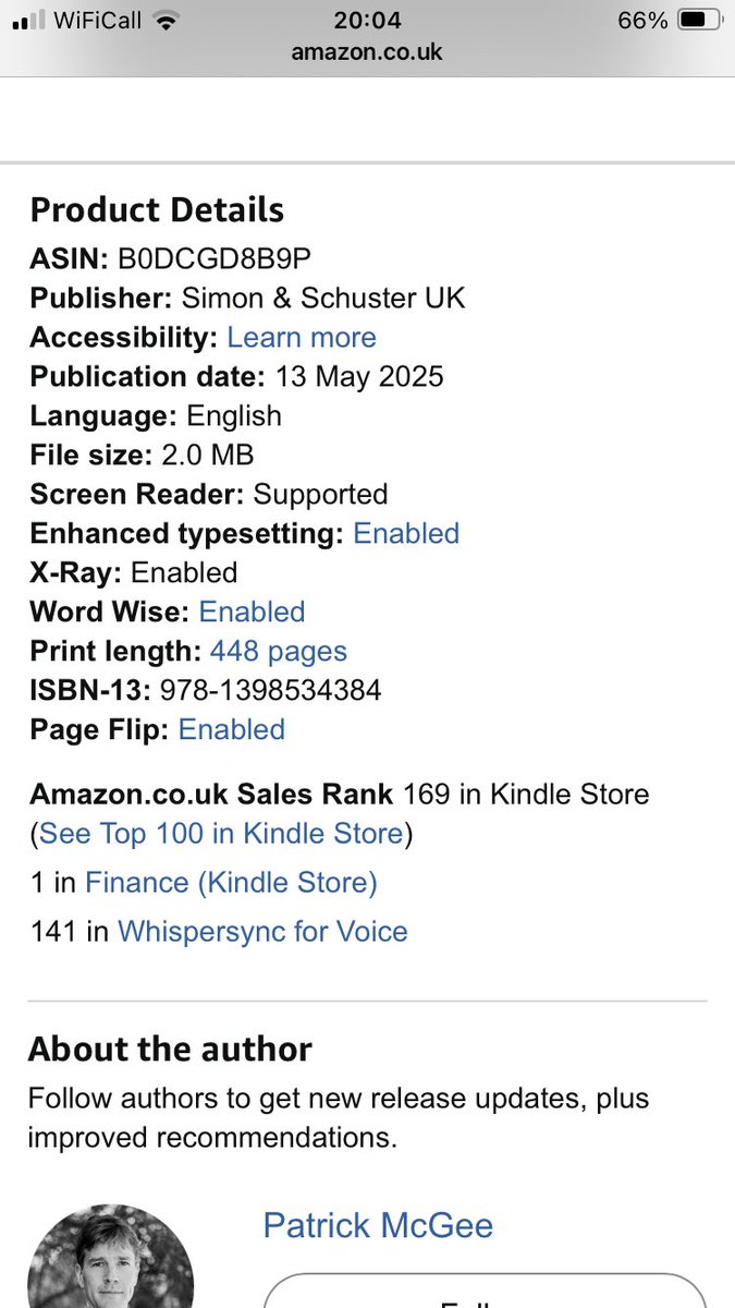<a href="/PatrickMcGee_/">Patrick McGee</a> <a href="/AmazonKindle/">Kindle</a> Now #1 in Finance and up from 21,054 to 169 in the Kindle chart!