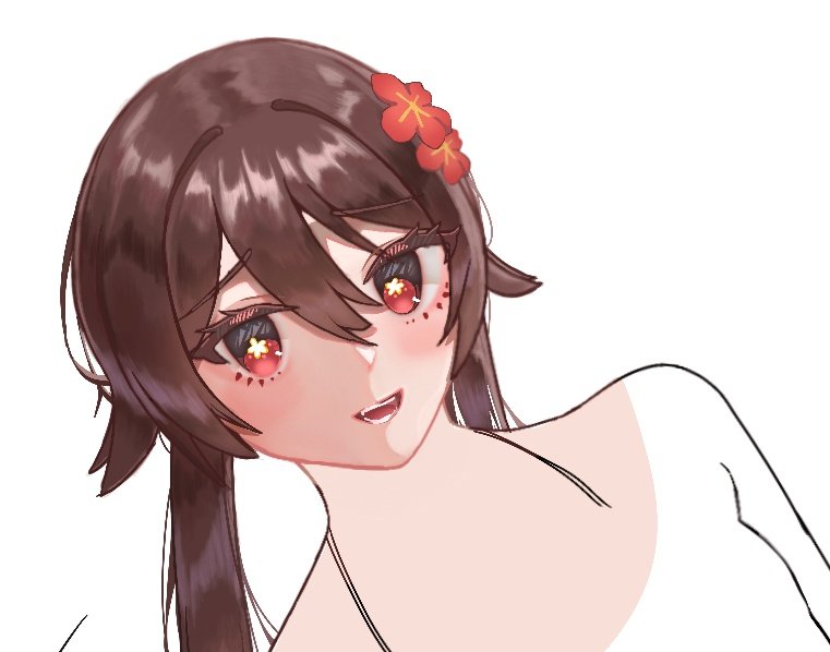 No11dess's tweet photo. 胡桃 wip
 #GenshinImpact 
 #Procreate https://t.co/01RbnQ1icP
