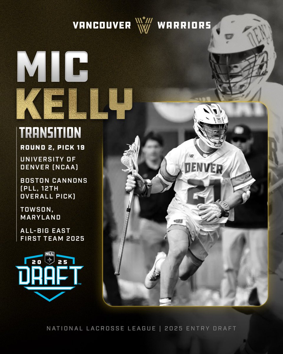 With our first selection of the day, we’re proud to welcome Mic Kelly to the Warriors! 🙌

#NLLDraft | <a href="/NLL/">NLL</a>