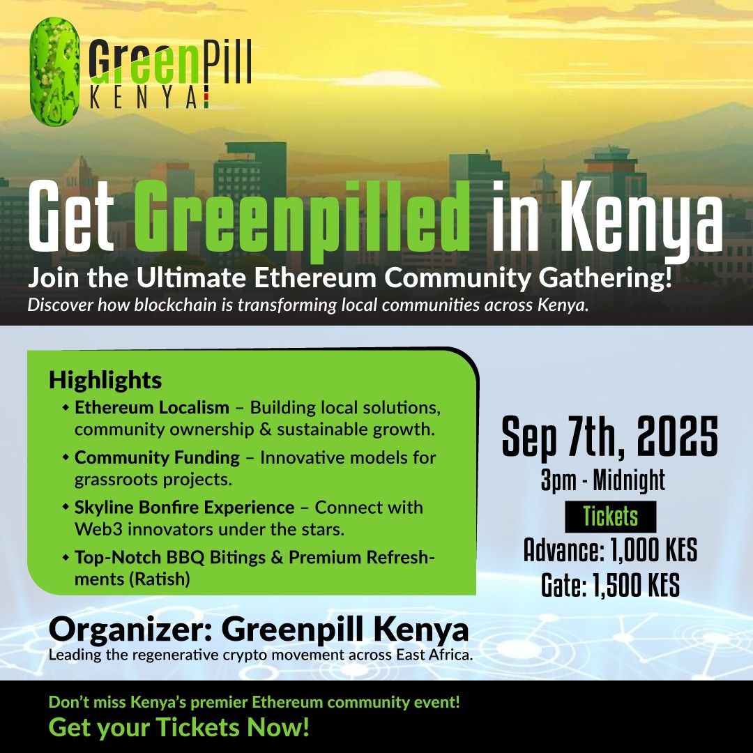 Thanks to <a href="/greenpillnet/">greenpill.network</a> if you around in Kenya during <a href="/ETHSafari/">ETHSafari</a> lets bond over a  Bonfire and good vibes <a href="/morte_chs/">mortech.nft</a> celebrating 10years of Ethereum <a href="/ETHFoundation1/">ETH Foundation</a>  Ethereum Localism at its best served with a dose of community funding models <a href="/gitcoin/">Gitcoin</a> <a href="/Giveth/">Giveth</a> <a href="/ArtizenFund/">Artizen</a>