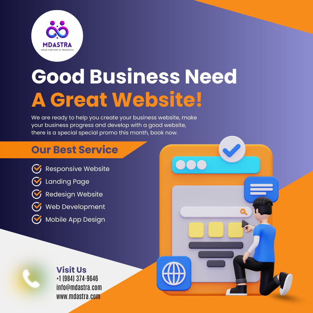 MdAstra1's tweet image. 💡 Your business deserves more than just a website – it deserves a growth engine.
🔥 Special Promo this month – Don’t Miss Out!
👉 Call +1 (984) 374-9646 or visit mdastra.com 
#MDAstra #WebDesignExperts #BusinessWebsite #WebsiteDevelopment #ResponsiveDesign