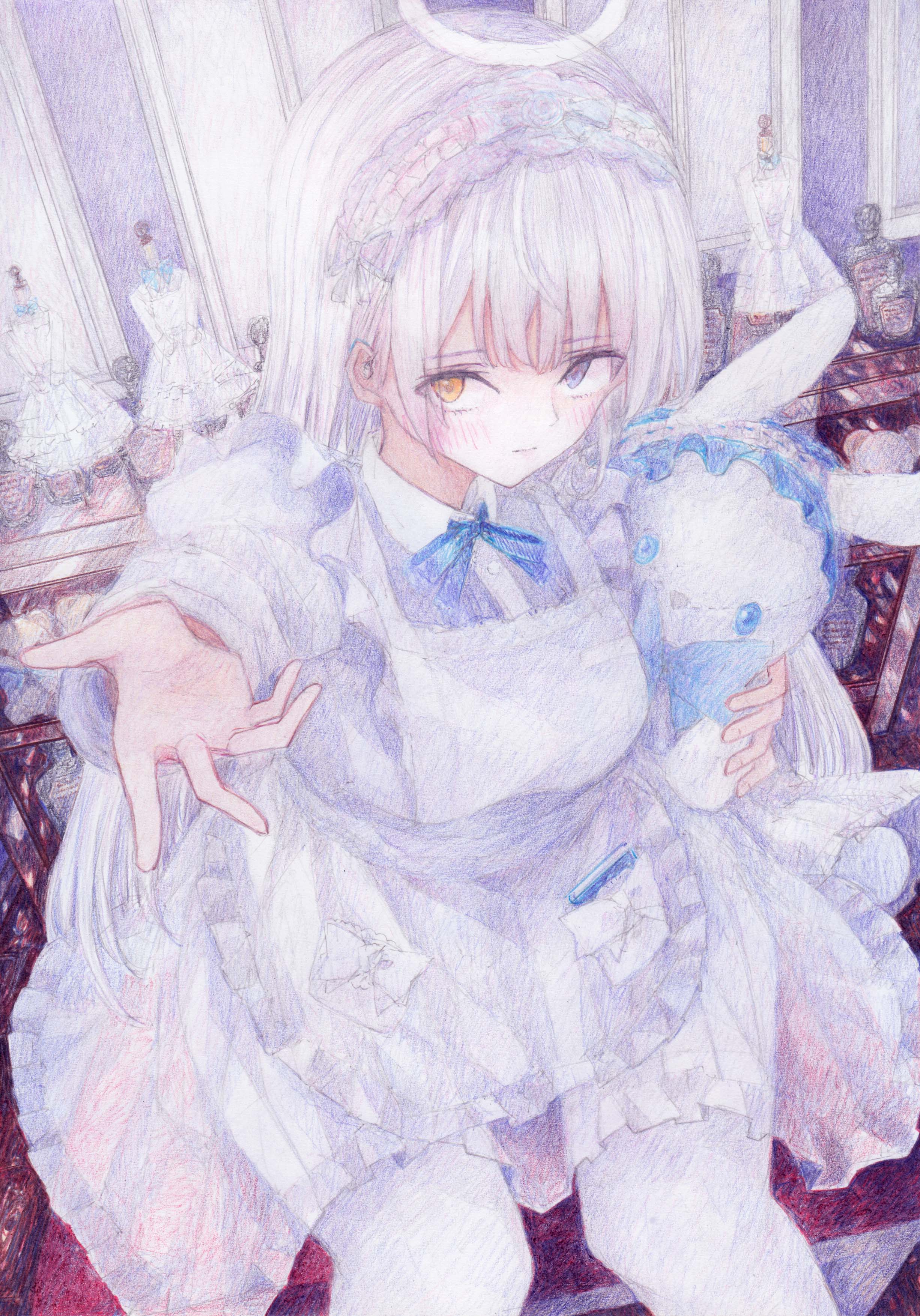 【ぴか】アナスイ　満月を抱える白黒うさぎ&雪うさぎ　ピンブローチ 白うさぎさんのブローチ ビーズ刺繍 ブローチ うちの子刺繍🐰ら