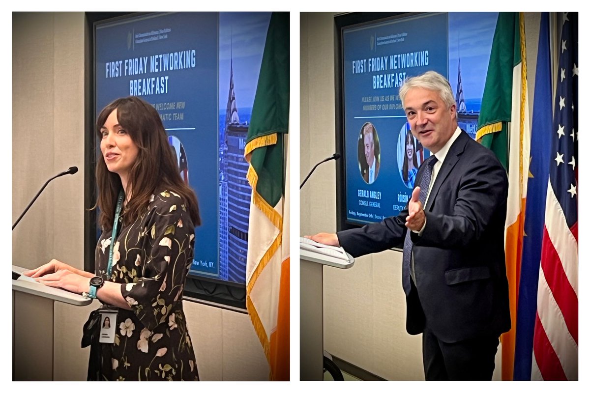 Off the a great start!
Enjoyed meeting the new leads for the Consulate of Ireland in New York, Consul General <a href="/GeraldAngley/">Gerald Angley</a>  and Deputy Consul Roisin Leonard.
Wishing them much success!
#Diasporaengagement <a href="/IrelandinNY/">Irish Consulate NYC</a> <a href="/johnleemedia/">John Lee</a>