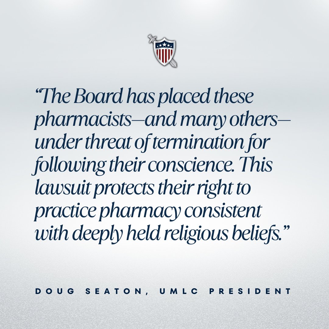 Freedom of religion is a right, and we will fight to ensure the rule of law protects your individual liberties.

Learn more about our new case challenging Walgreens and the Minnesota Board of Pharmacy over the religious freedom of two pharmacists. umlc.org/umlc-files-law…