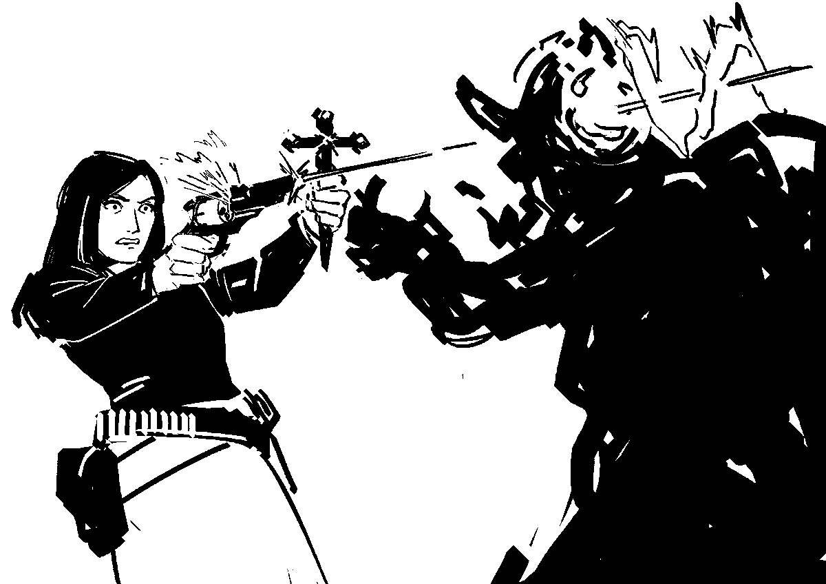 CyberneticBNN's tweet photo. Vampire OC. I'm a bit fearful in posting 'unfinished art'. I'm going to change that. There names are Dunstan Fishere (the pureblood vampire), and Jacqueline Pascal (a human vampire huntress)

#VGenCode #art #sketch #sketchart #conceptart https://t.co/0QTNSE4QCg