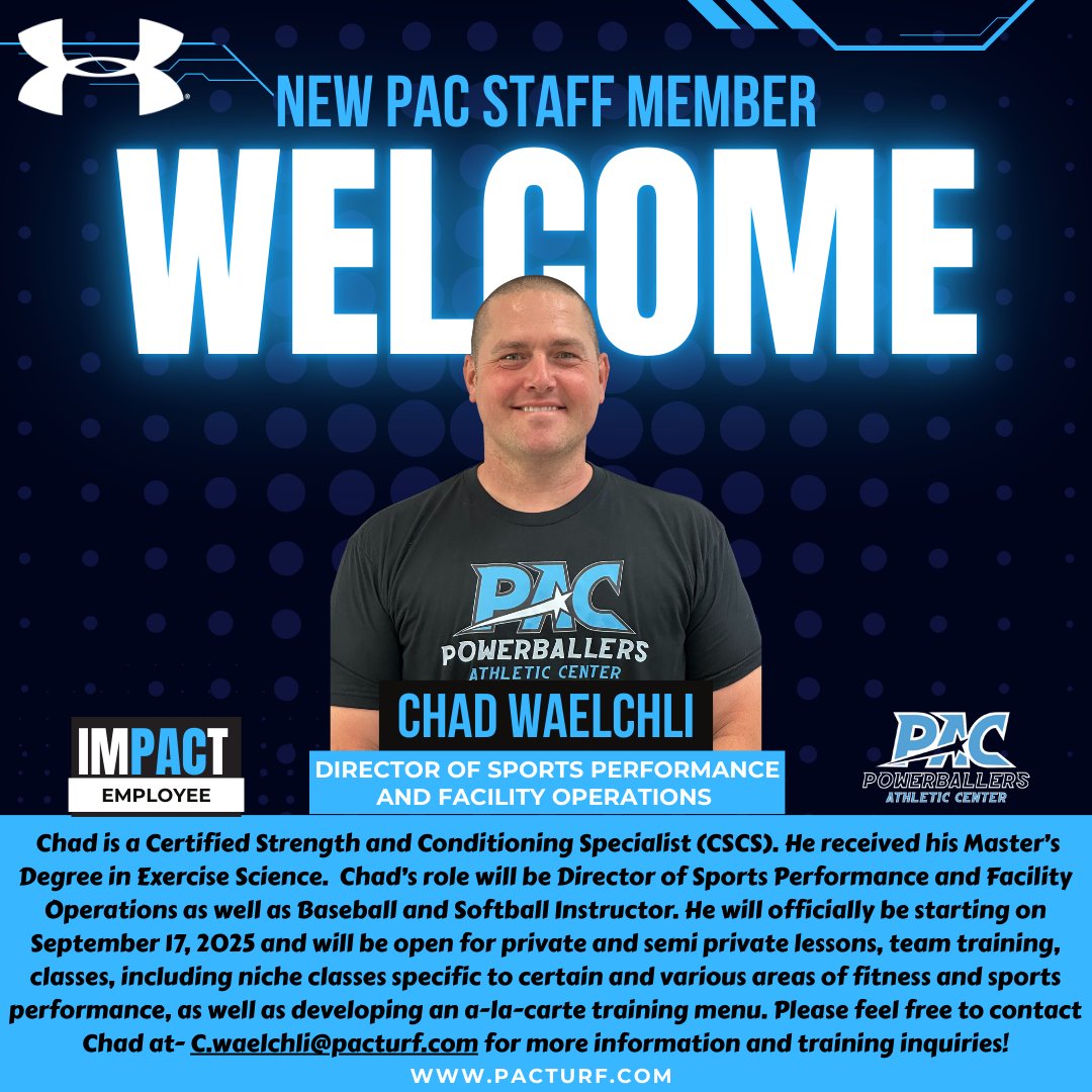 We are proud to announce our full time Sports Performance Coach and Facilities Director, Chad Waelchli to our staff. Beginning September 17th, Chad will bring the POWER to the Lehigh Valley for athletes of all ages and all sports offering personalized programs and clinics for