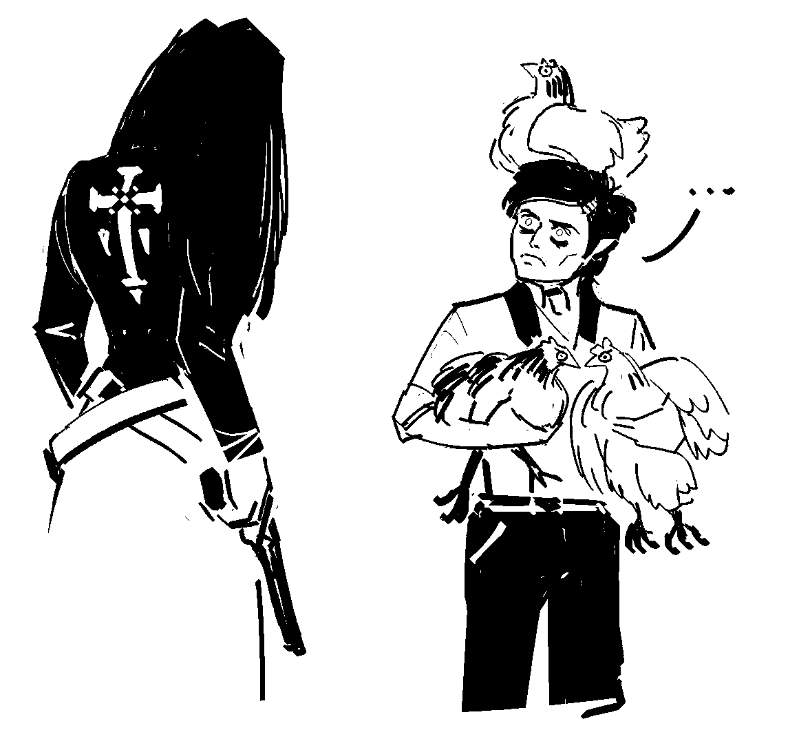 CyberneticBNN's tweet photo. Vampire OC. I'm a bit fearful in posting 'unfinished art'. I'm going to change that. There names are Dunstan Fishere (the pureblood vampire), and Jacqueline Pascal (a human vampire huntress)

#VGenCode #art #sketch #sketchart #conceptart https://t.co/0QTNSE4QCg