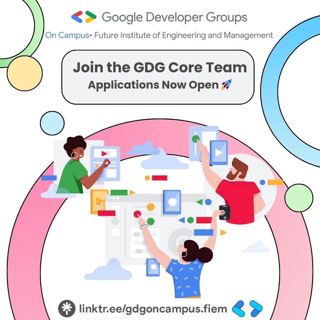 GDG on Campus FIEM – Core Team Recruitment 2025 is LIVE! 🚀

🎯Roles: PR, Graphics/Video, Tech, Event Mgmt

✅ Learn. ✅ Grow. ✅ Network.

📅 Apply by 18th Sept!

👉docs.google.com/forms/d/e/1FAI…

#gdgindia #gdgkolkata #gdgocfiem #gdgoncampus #gdsc #GoogleDeveloperGroupsOnCampus