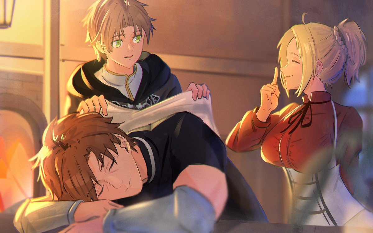 duelist_Twins's tweet photo. *Gaius Fell asleep while Making a new deck while his Kids were over so Erik Grabbed a Blanket and went to cover his father*

Elizabeth: Shhh Erik don’t Tip Toe so loud, we don’t wanna wake up your father hehe

Erik: Alright alright Mom I’ll be Quieter https://t.co/6BrNkYRnse