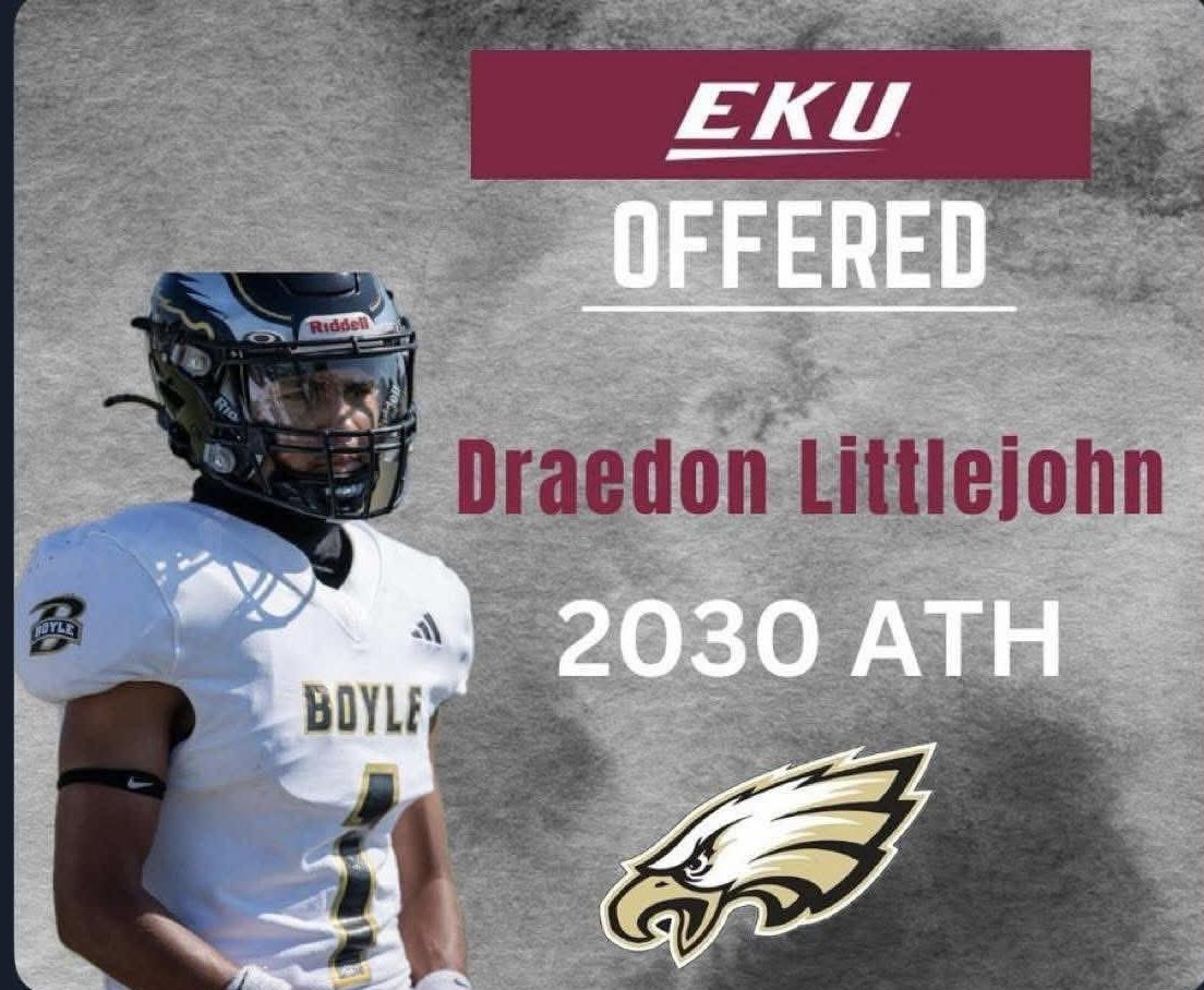 KYFUTURESTARS's tweet photo. Huge congratulations to Kentucky Future Stars Alum Class of 2030 Boyle County muti talented athlete Draedon Littlejohn on receiving his 1st College offer from Eastern Kentucky University! Current 8th grader is an athletic freak! #Brotherhood🏈🏈 @CoachHaddix11 https://t.co/B76beQNgux