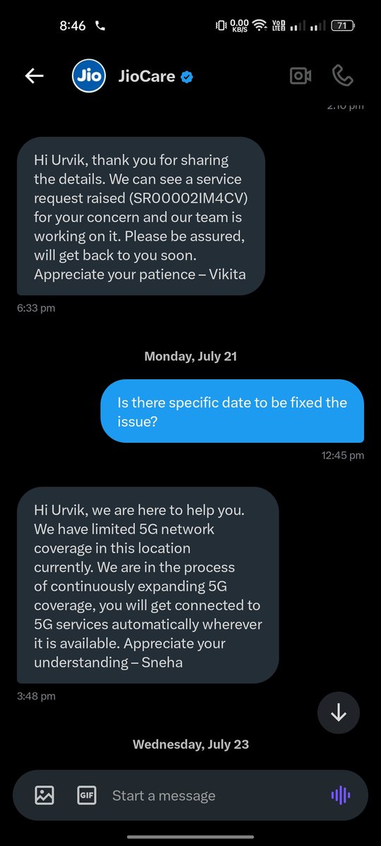 urvikpatel8888's tweet photo. @JioCare @JioCare Here is the DM results from the 19th of July 2025 https://t.co/OUzYC7weEi