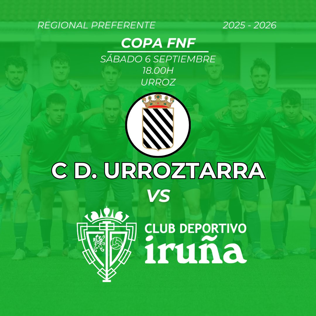 ⚔️🏆 #copafnf 
🆚 <a href="/urroztarra/">Marc Sbaraglia</a>
🗓️ Sábado 6 de Septiembre 
🕕 18.00h
📍Urroz
💪🏼#vamosverdes #goazenberdeak 
💚#Aupairuña