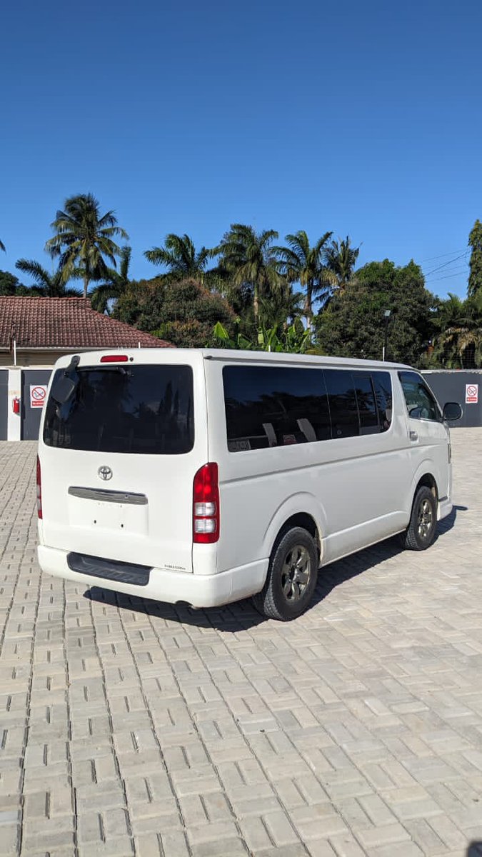 empiremotorstz's tweet photo. TOYOTA HIACE PANEL VAN – 2006 (Automatic Diesel)

45M TZS + Registration (or Exchange with any vehicle)  
📞 0793 854 488

2,494 cc Diesel Panel Van | White | 6 Seats | 5 Doors | 64,100 km  
Features: Sports Rims, Navigation Screen, Keyless Entry, Reverse Camera  

Performance: ~102 hp | ~260 Nm | 0–100 km/h ~22.1 s  

Fuel Consumption:
 • City ~11.1 L/100 km (~9 km/L)  
 • Highway ~7.5 L/100 km (~13.3 km/L)  
 • Combined ~8.7 L/100 km (~11.5 km/L)  

Fuel Tank: ~75 L → Range: ~860 km per full tank  

Reliable & Practical Diesel Van | Clean & Well-Maintained | Exchange Welcome  

Available now at #EmpireMotorsTZ – Mlimani City, near Mlimani Tower – Dar es Salaam  

IG | TikTok | FB | X – @empiremotorstz