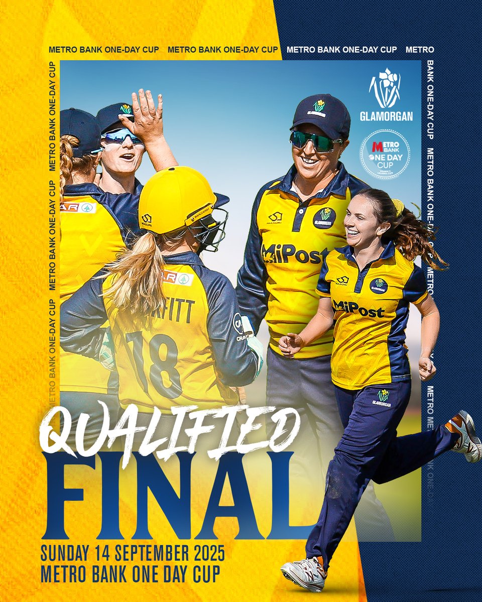 GlamCricket's tweet image. ONE-DAY CUP FINALISTS IN OUR FIRST-EVER SEASON!!! 😍

We will head to New Road for the final on Sunday 14 September 🙌

What an incredible start to this new chapter in Glamorgan County Cricket Club's history ❤️

#OhGlammyGlammy