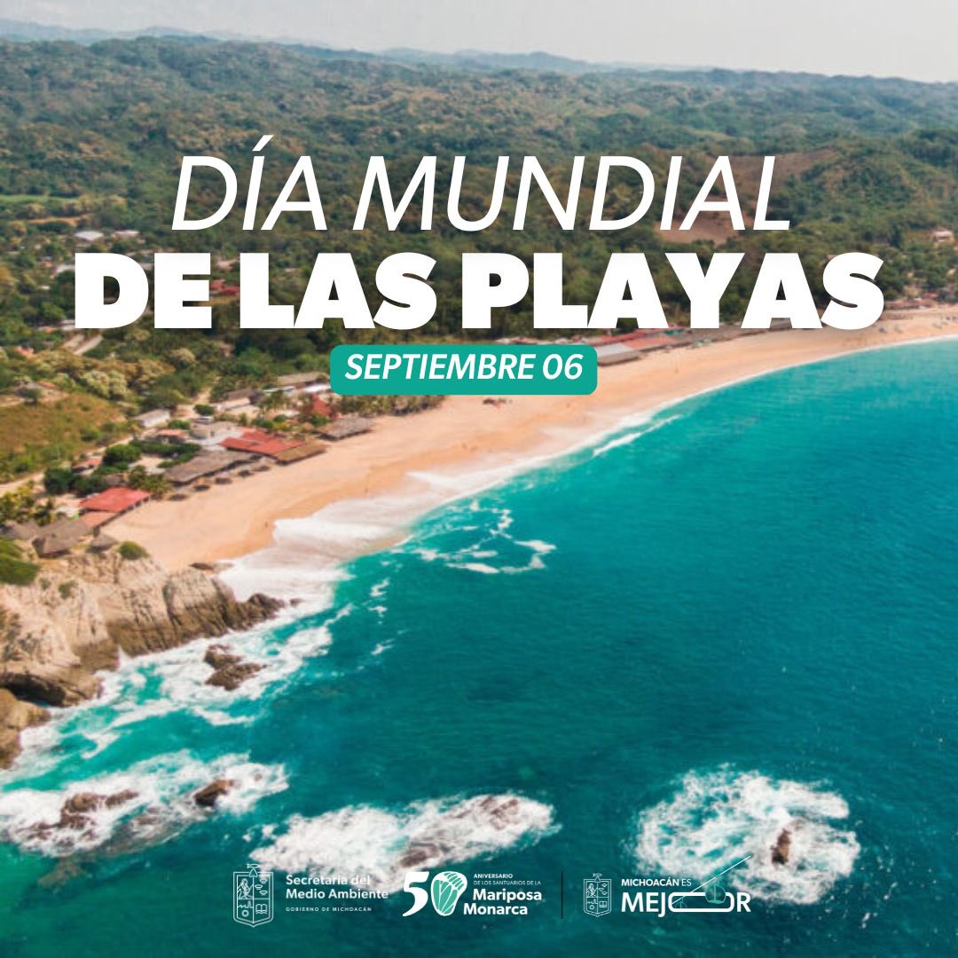 🌊 Hoy es el #DíaMundialDeLasPlayas
En Michoacán, nuestras costas son vida.

🗑️ No dejes basura
🐢 Cuida la fauna
🙌 Únete a las limpiezas

¡Playas limpias, futuro verde! 💚
#MichoacánEsMejor