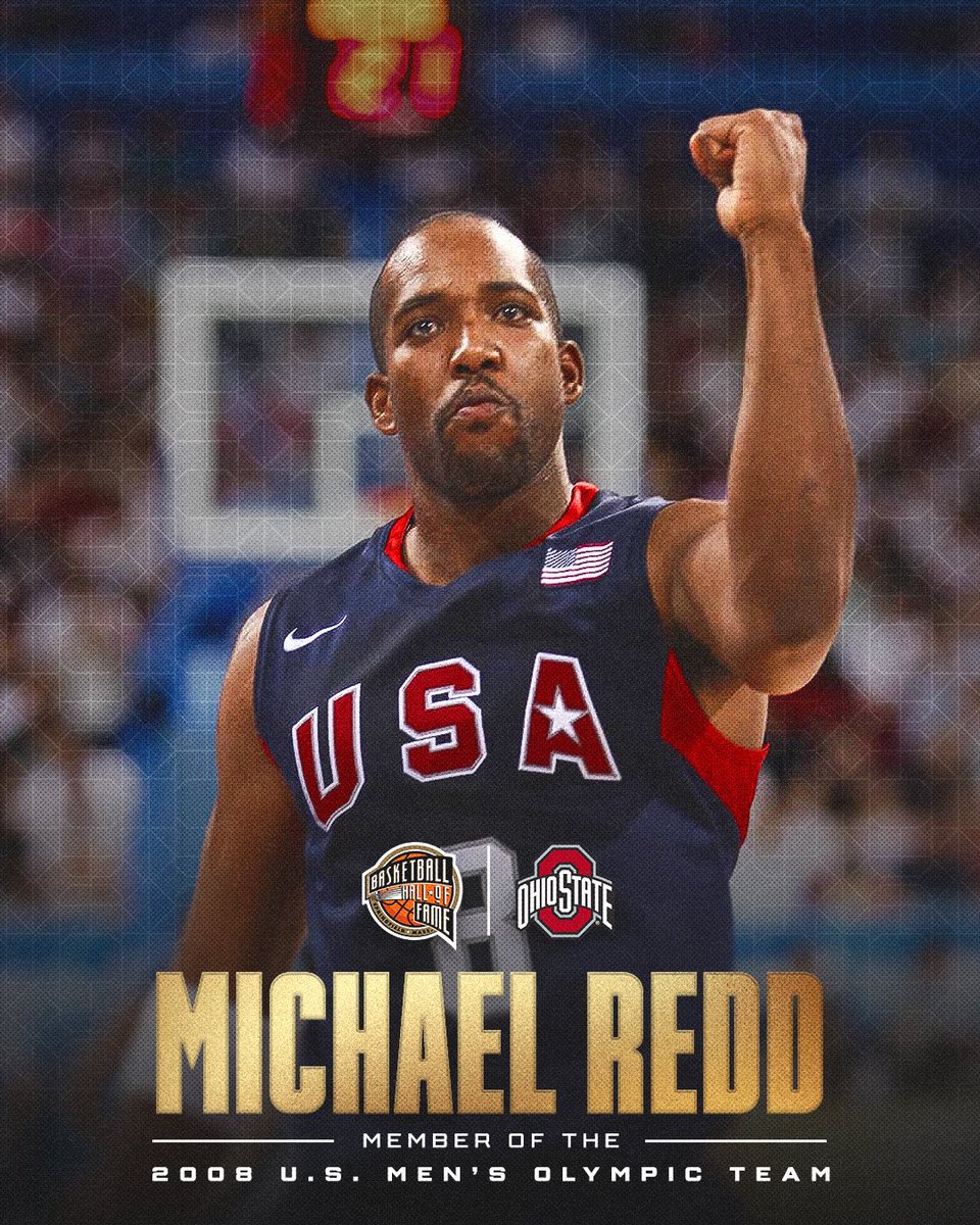 OhioStateHoops's tweet photo. Congrats to @MichaelRedd_ on being inducted to the Naismith Basketball Hall of Fame as a member of the 2008 USA Men’s Olympic Team 🥇🌰

The Enshrinement Ceremony is 7 pm tonight at Symphony Hall in Springfield, Massachusetts ‼️

#GoBucks | #DevelopedHere https://t.co/3Oi902Ex2e