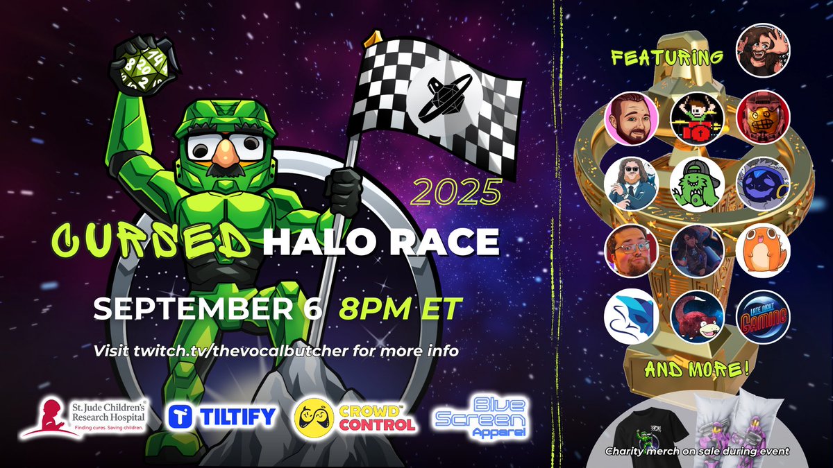 TheVocalButcher's tweet image. Tonight at 8pmET LIVE on your favorite streamer’s live stream!

Join us for a night of @CrowdControl charity for @StJude and see who gets to claim this handsome Cursed Trophy (Male model not included 😏)

Let’s raise some Charity! Let’s raise some HELL!

@tiltify @StJudePLAYLIVE