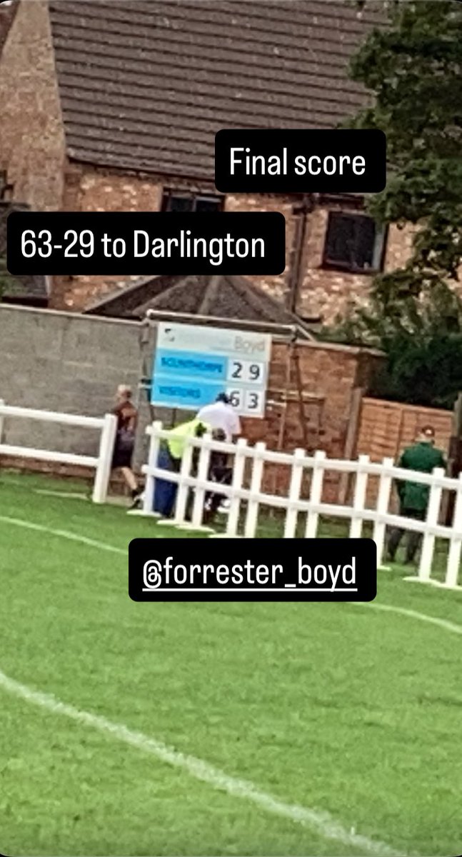 Final score 
63-29 to Darlington 
<a href="/ForresterBoyd/">Forrester Boyd Chartered Accountants</a>