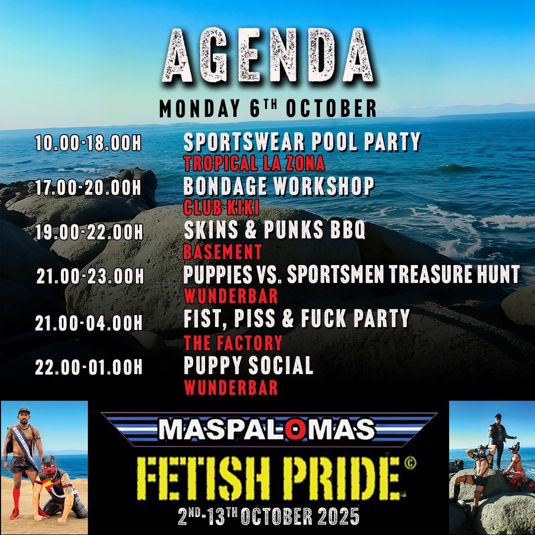 The countdown is on! Just one month to go until Maspalomas Fetish Pride 2025 kicks off. We already know what we’ll be doing this time next month - do you know where you’ll be? 

Full agenda + advance tickets now available at 👉 maspalomasfetishpride.com