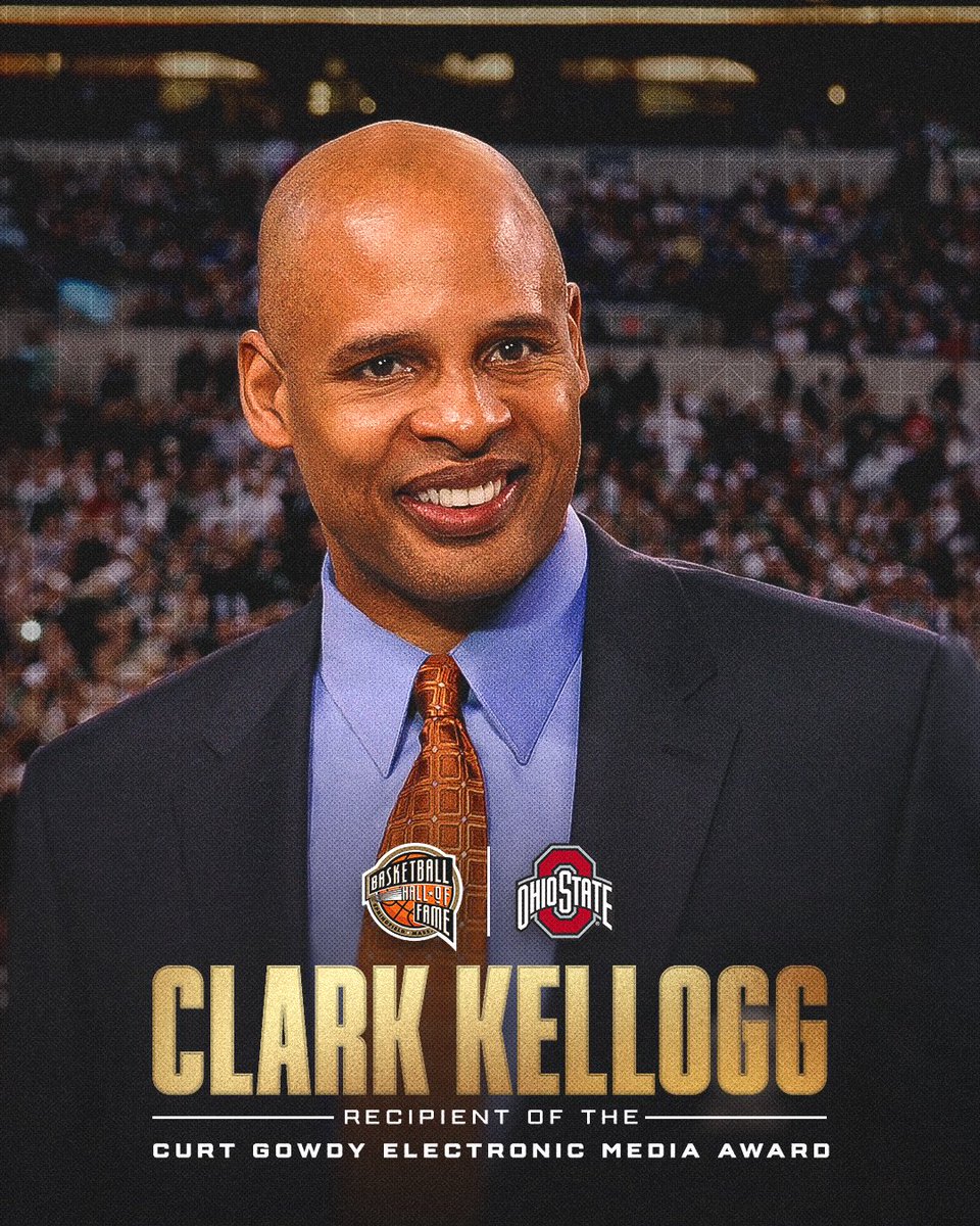 Congrats to forever Buckeye Clark Kellogg on receiving the Curt Gowdy Electronic Media Award 🎙️

The award recognizes members of the electronic and print media for outstanding contributions to basketball. 

#GoBucks | #DevelopedHere