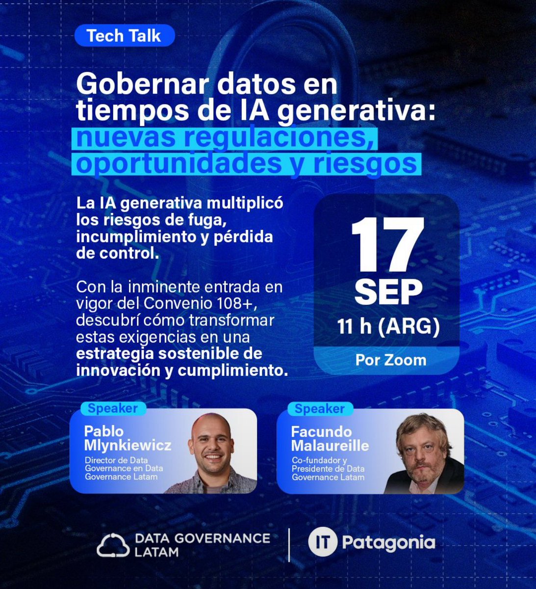 Pablo Mlynkiewicz y Facundo Malaureille compartirán su visión y experiencia sobre cómo anticiparse al Convenio 108+, adaptar tus políticas de data governance y transformar los riesgos de fuga e incumplimiento en una estrategia de innovación sostenible.

👉 lnkd.in/dBPr9M4W