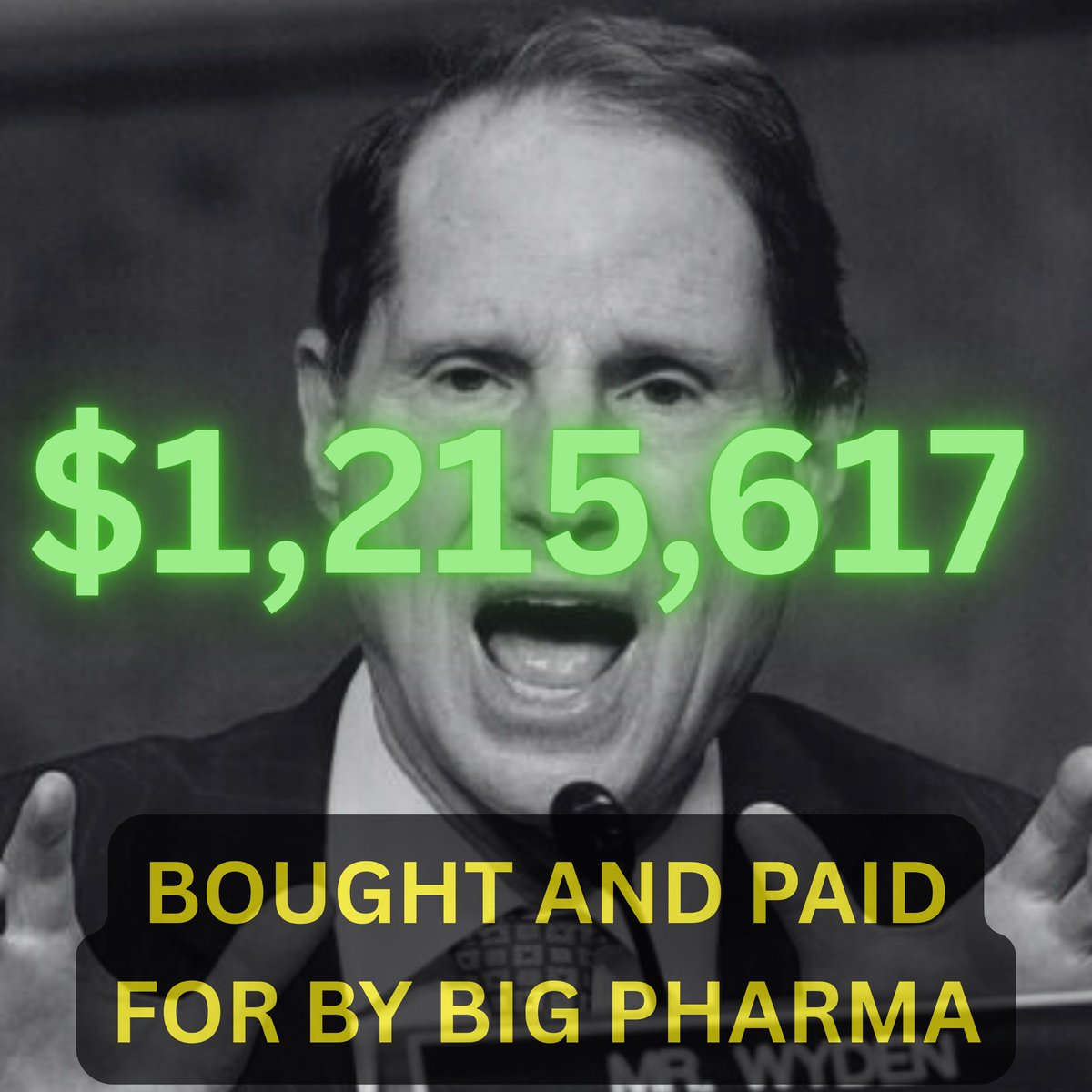 Ron Wyden has received $1,215,617 from Big Pharma throughout his career.
