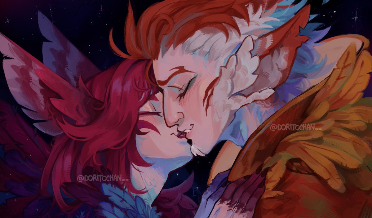 DoritoChan__'s tweet photo. Another redraw ^_^ !!🌸#xayah #rakan https://t.co/rnBpm8oWqP