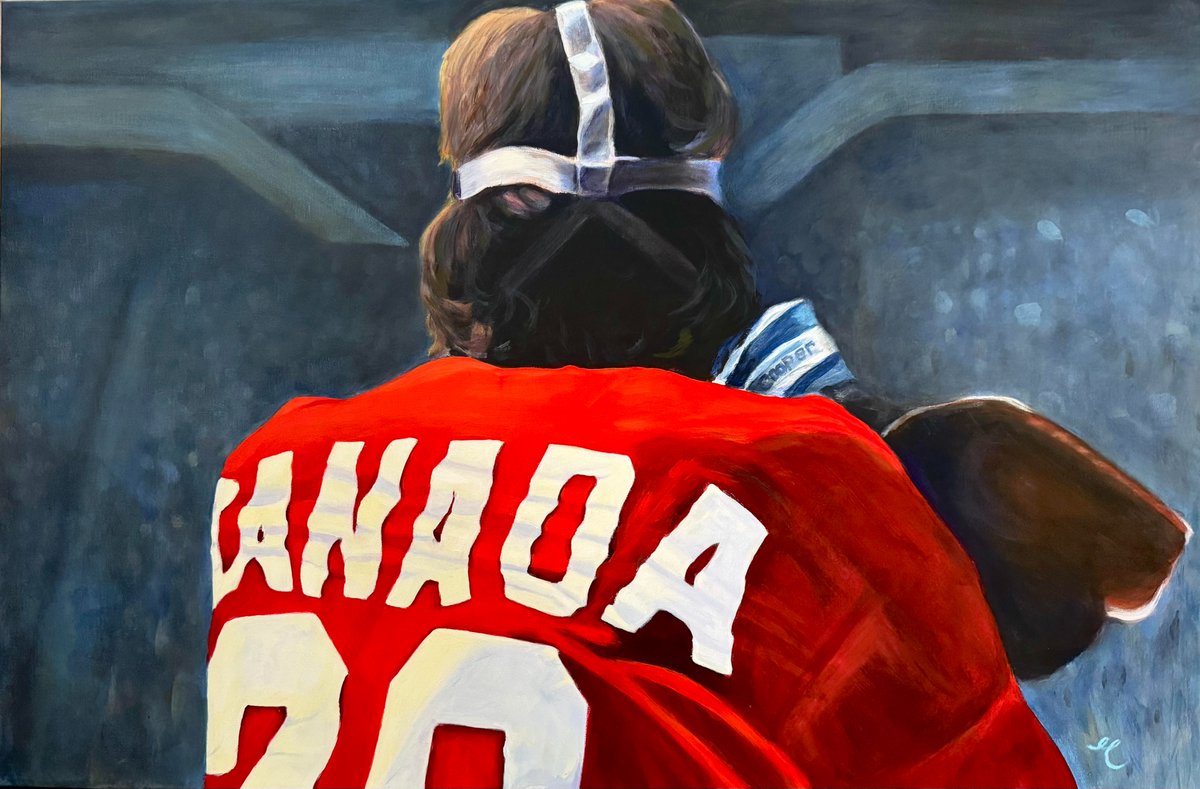MaryGair's tweet photo. Shocked and very sad to learn of Ken Dryden's passing. Such a great man.  Goalie, author, politician.....he gave a lot to this country.  He inspired many including me - I've painted him twice. RIP ❤️🇨🇦 #Dryden #thestance #NHL #hockey https://t.co/5TdcnfhYOR