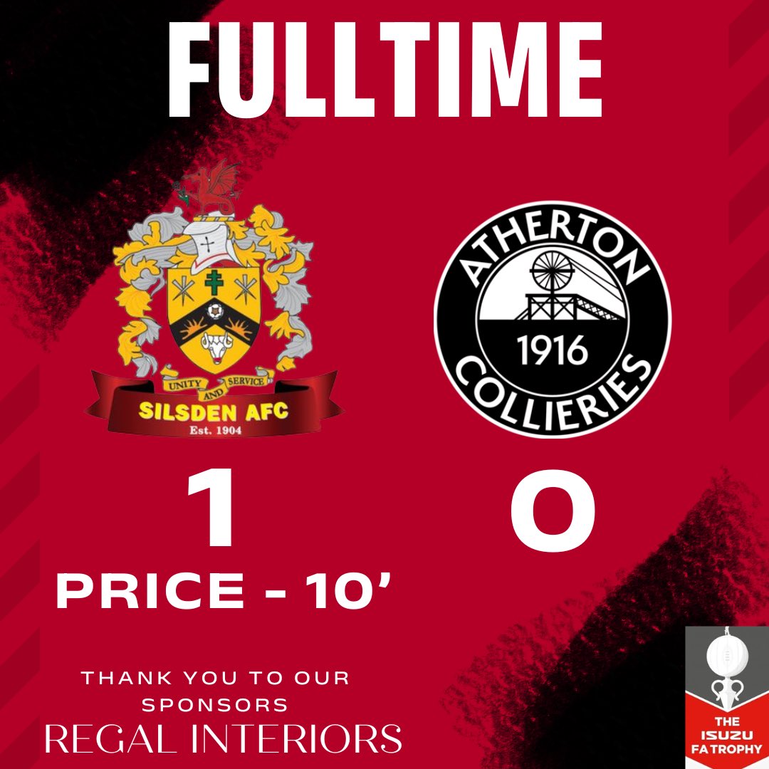 FULLTIME

Kayle Price’s first half strike sees us through to the next round of the FA Trophy💪

Another clean sheet in an all round solid performance!

#UpTheSils