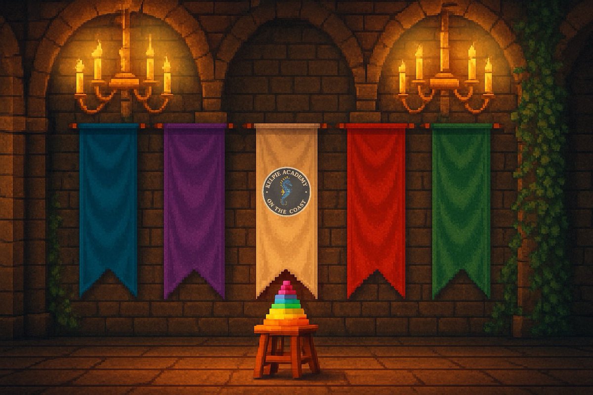 At Kelpie Academy, the iconic Hue Hat upholds the cherished tradition of assigning students to their Order of Color. 

This enchanted artifact carefully selects one of four vibrant houses.

Each guiding the students toward their unique path of learning and growth.

✨🔵🟣🔴🟢✨