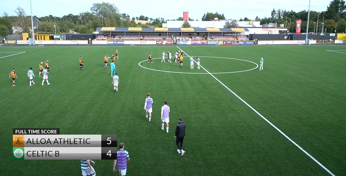 FT | 5-4 | If you paid £12 for today's game you got your money's worth. Alloa coming through a ding-dong goal galore battle to overturn the Celtic B team and pick up their first win of the competition. Kurtis Roberts with the winner. I'd run out of characters describing them all!
