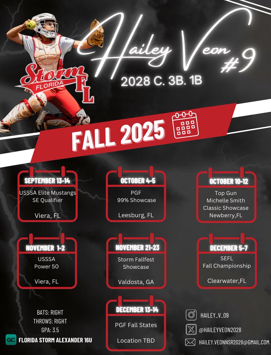 HaileyVeon2028's tweet photo. Fall schedule update https://t.co/sb77BsJe84