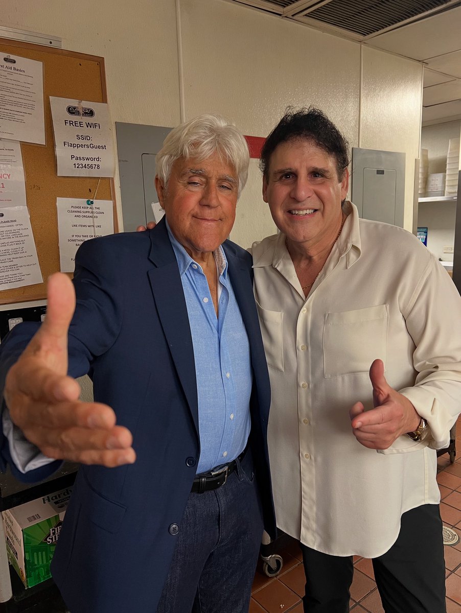 BASILE IN CONCERT: About last night… Headlining <a href="/FlappersComedy/">Flappers Comedy Club</a> 9:30 Friday Night Show! Sharing the same stage as <a href="/jayleno/">Jay Leno</a> and having the chance to snap a shot with the BIG guy in the kitchen! Where else would a Greek be?!! Thanks Jay! 
  
Join me on FB &amp; InstaG Basile The