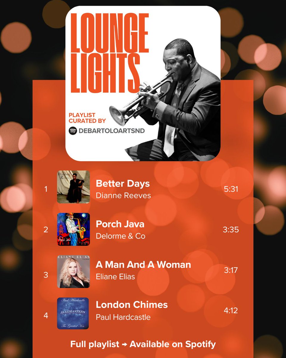 Need a weekend reset? Stream “Lounge Lights”—a playlist inspired by the smooth jazz and soft ambiance you’ll find at DPAC. 🎷✨ 

Now on Spotify: ow.ly/ZQWw50WqOIU