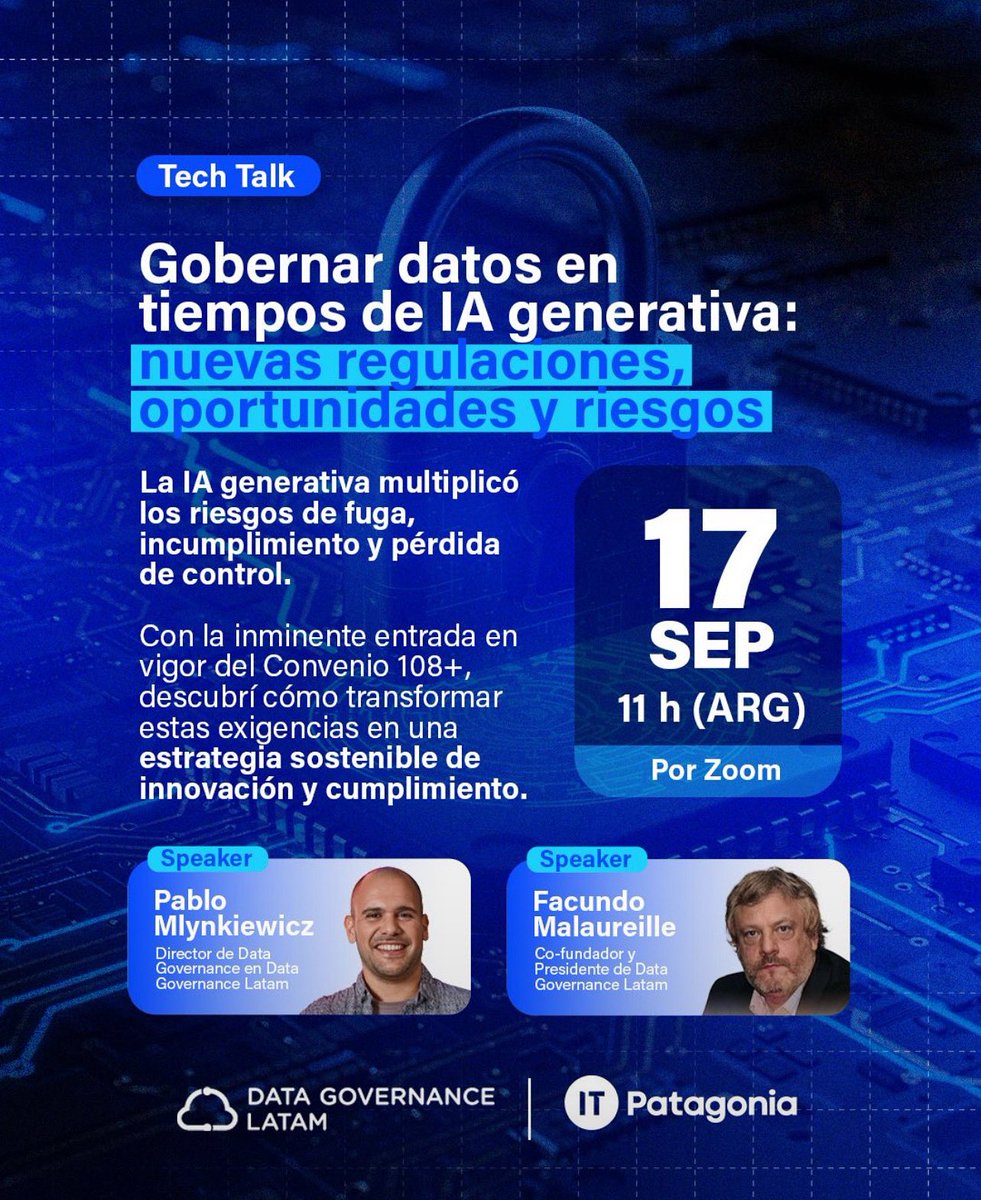 ¿Tus equipos ya usan ChatGPT, Gemini u otras IA generativas en su día a día?
El verdadero desafío no es usarlas, sino saber dónde terminan los datos que cargan y cómo cumplir con regulaciones que avanzan más rápido que las organizaciones.
Nos vemos acá: lnkd.in/dBPr9M4W