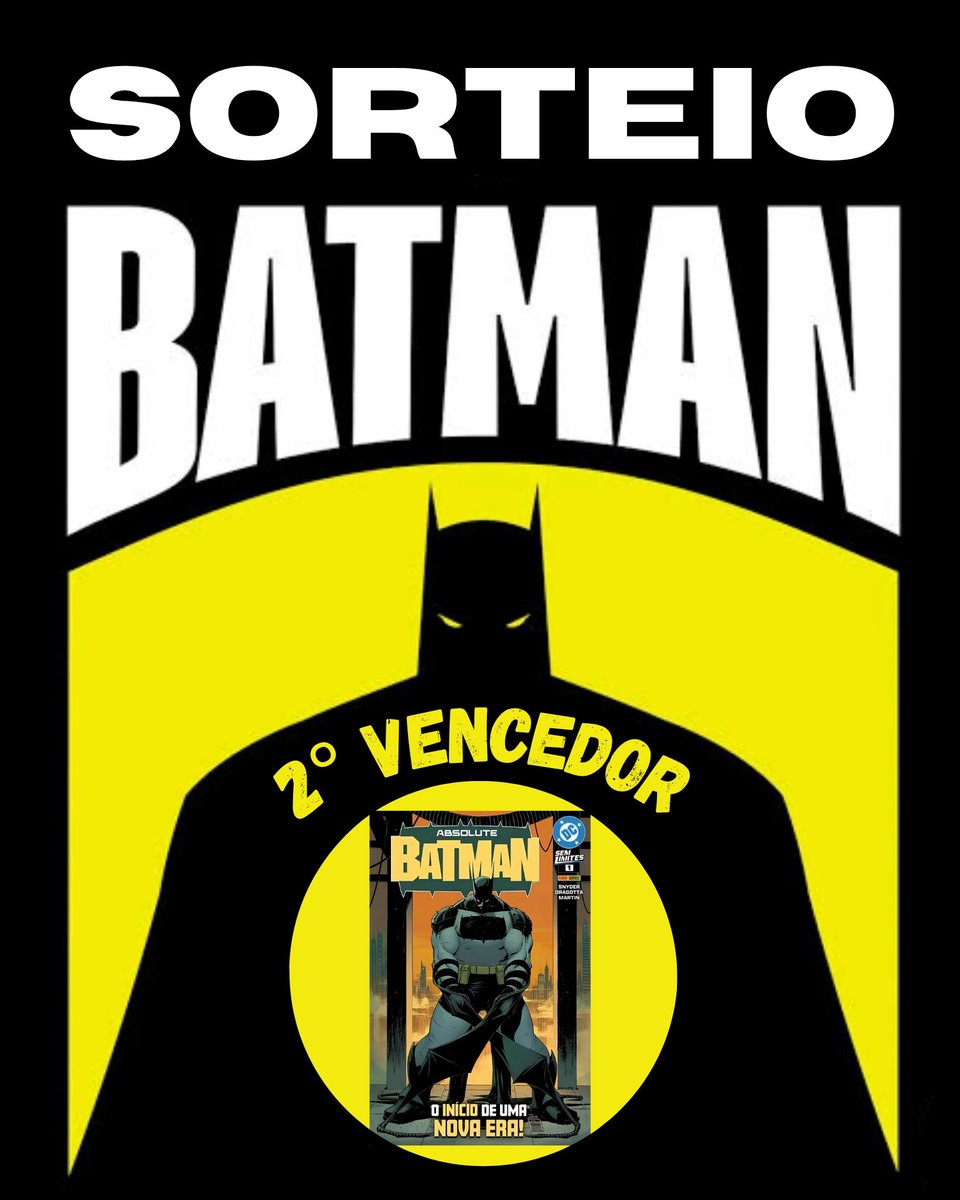 Portal Funko DC (@portalfunkodc) on Twitter photo 🚨 SORTEIO DO BATMAN DAY! 🦇
Sorteio especial com 2 prêmios para 2 ganhadores!
1° PRÊMIO: Chaveiro Funko - Batman
2° PRÊMIO: Vol.1 de Absolute Batman
Para participar:
• Siga <a href="/portalfunkodc/">Portal Funko DC</a>
• Marque 1 amigo nos comentários
• Curta e retweete (RT) este post
RESULTADO DIA 20! 🚨 SORTEIO DO BATMAN DAY! 🦇
Sorteio especial com 2 prêmios para 2 ganhadores!
1° PRÊMIO: Chaveiro Funko - Batman
2° PRÊMIO: Vol.1 de Absolute Batman
Para participar:
• Siga <a href="/portalfunkodc/">Portal Funko DC</a>
• Marque 1 amigo nos comentários
• Curta e retweete (RT) este post
RESULTADO DIA 20!