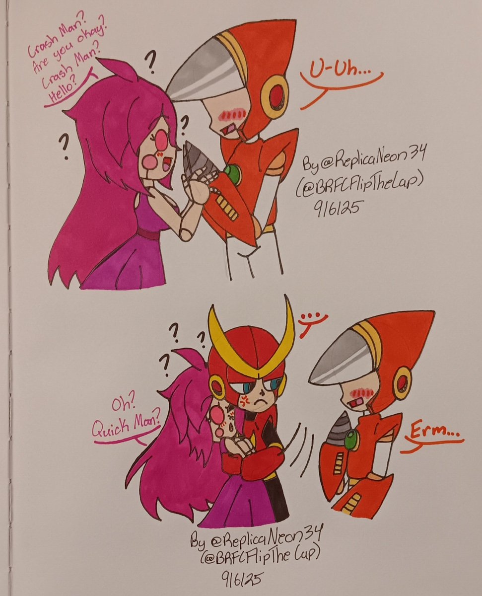 ReplicaNeon34's tweet image. I headcanon Crash Man doesn't crash out around girls unless they become too much to handle.

#PaperArt
#MegaMan
#MegaManOcs
#MegaManOc
#CrashMan
#OcxCanon

🚫DON'T REPOST/TRACE/STEAL/USE MY ART WITHOUT MY CONSENT OR CREDIT!! COMMENT/PING/DM ME IMMEDIATELY IF THAT HAPPENS!!!🚫