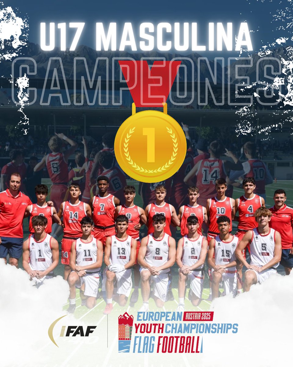 🏈 #TeamESP 🇪🇸 #flagfootball
🏆 2025 IFAF European Youth Flag Football Championships
📍 Innsbruck (Austria)

🥇 ¡¡REYES DE EUROPA!! ¡¡Los chicos de la U17 Masculina hacen historia!! ¡¡Enhorabuena CAMPEONES!!

🚀¡¡VamosEspaña🇪🇸!!

#ConéctatealFootball🏈 #FEFA