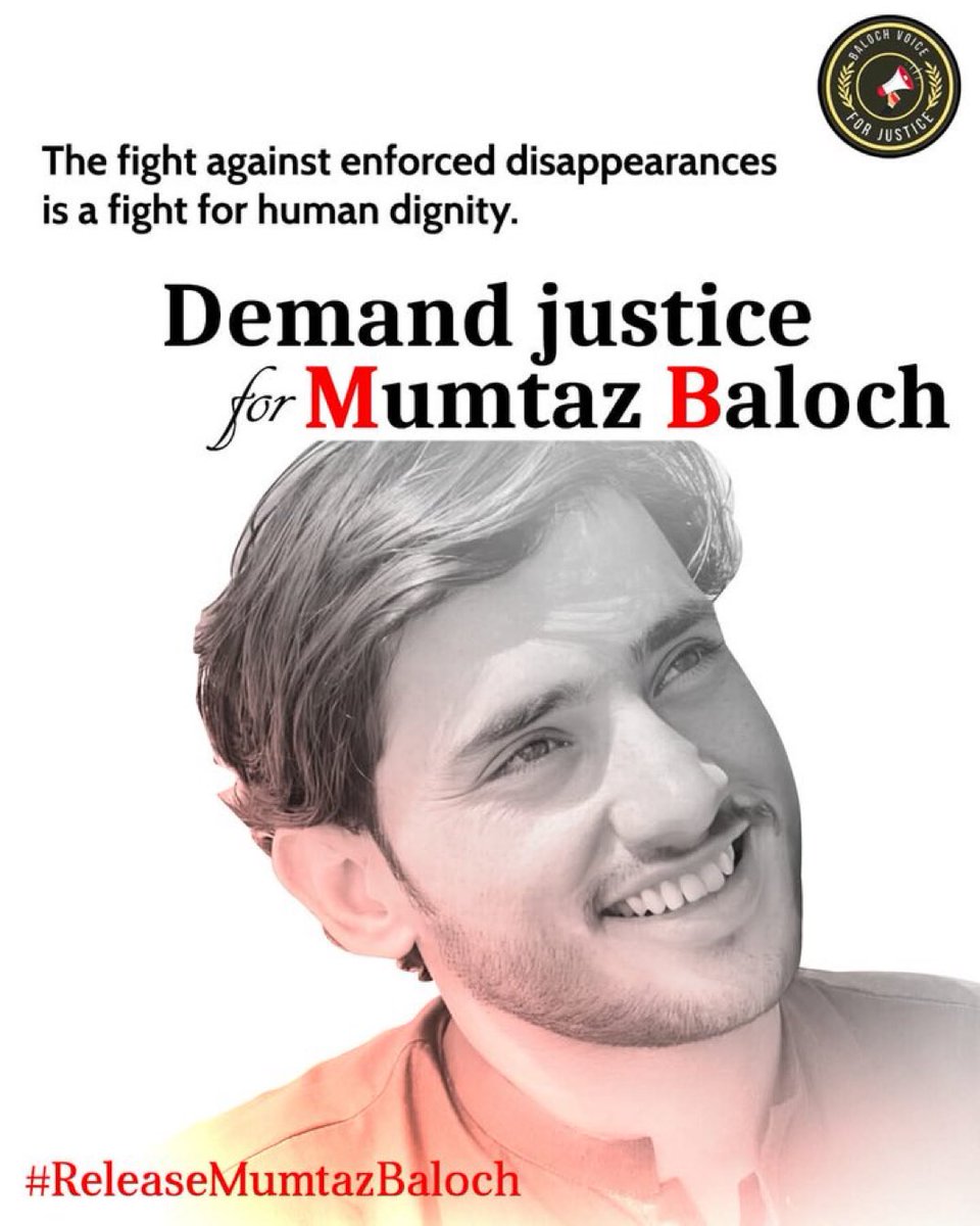 Mahobaloch01's tweet photo. 3 years of waiting.
3 years of silence.
3 years without Mumtaz Baloch.
Enforced disappearances are not justice, they are a wound on humanity. #ReleaseMumtazBaloch 
#EndEnforcedDisappearances https://t.co/jtx6p1ZR5R