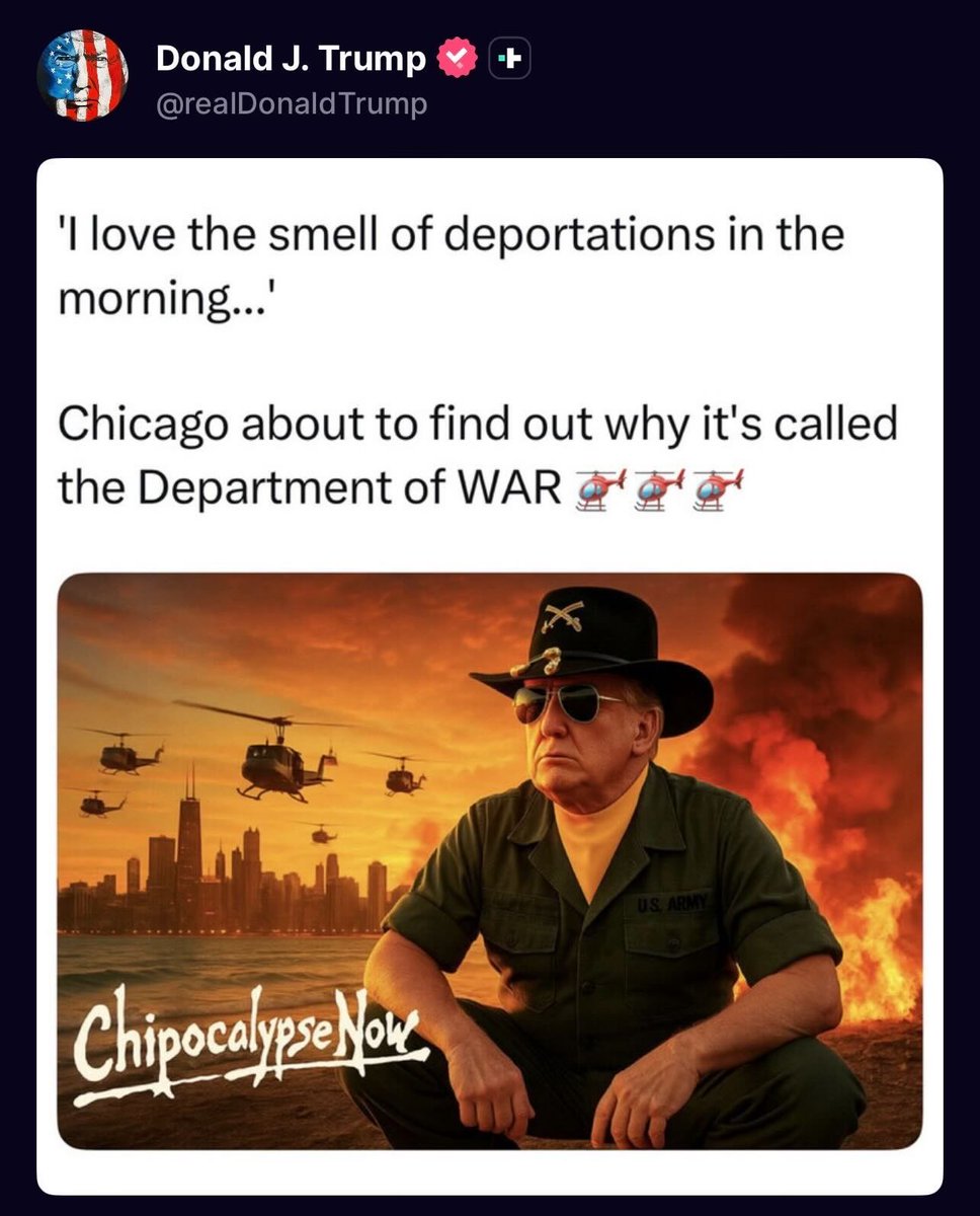 FPWellman's tweet photo. The layers of stupidity in this are too many to list starting with this loser dressed up as a cavalry combat leader. But let’s talk about the fascist shit of declaring war on an American city. Stop
pretending this loser isn’t a wannabe dictator. https://t.co/AN5HWTDyvO