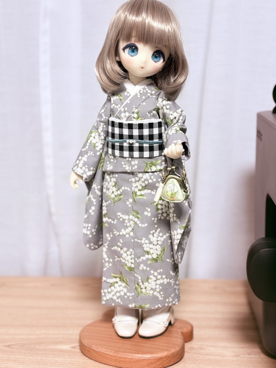 すずらんのバッグをすずらんのお着物に合わせたら可愛かったど。