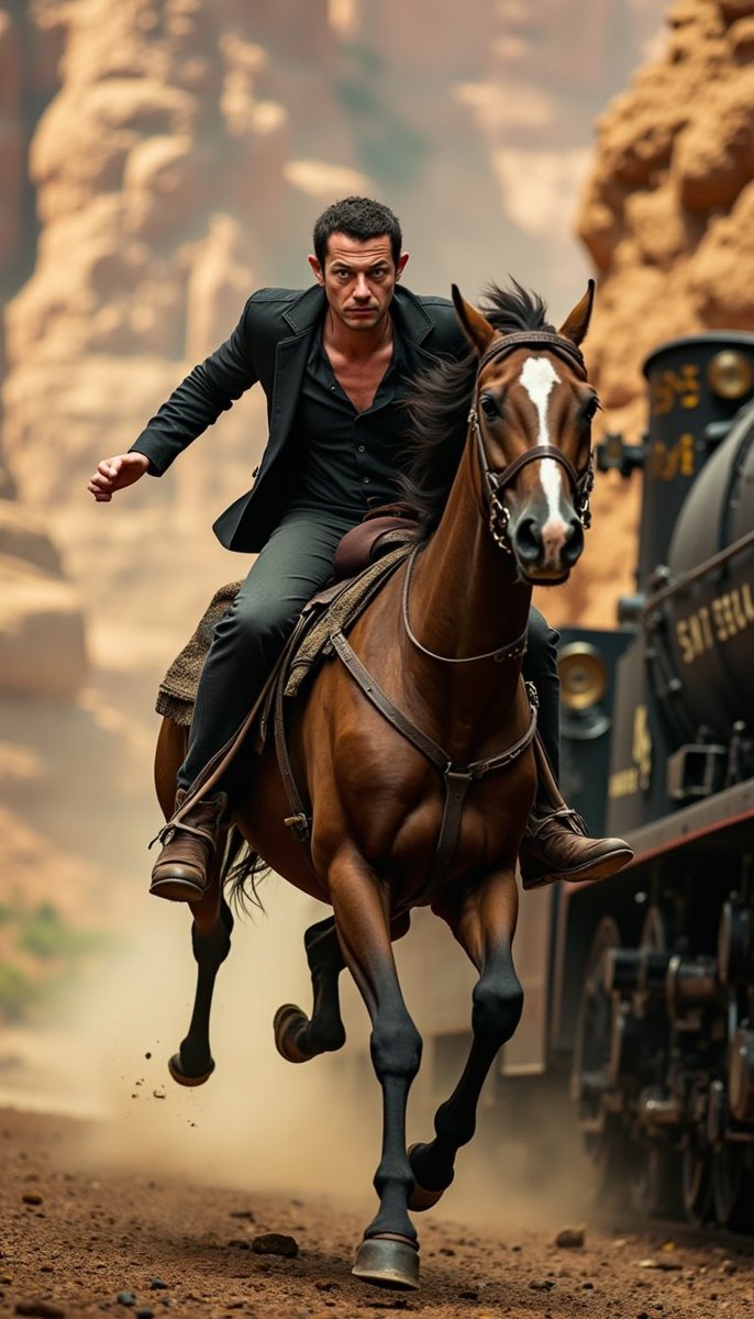 BobbyJamesPoker's tweet photo. I bet Tom Dwan knows how to ride a horse in real life too. 🏇💨
#TomDwan #Durrrr #AIArt #WildWest https://t.co/REuXfsUmXf