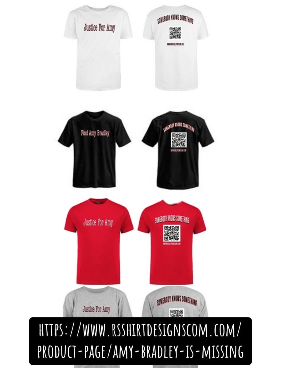 MandateAmyAlert's tweet photo. Justice for Amy Bradley Tshirts now available all proceeds go straight to the #AmyBradleyIsMissing GoFundMe❤️🙏🏻👕 #amybradley #AmyBradley #justice 

https://t.co/SWho9ho1Zt https://t.co/bZpKMdmPur