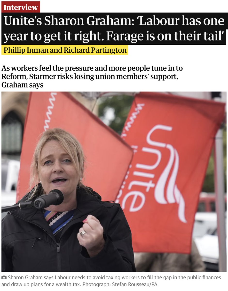 UniteSharon's tweet image. Labour need to avoid taxing workers to fill the gap in the public finances and start drawing up plans for a #WealthTax.

If this keeps happening, the feeling that workers always pay, but they’re leaving the super-rich totally untouched – I think they won’t recover from it. 1/2