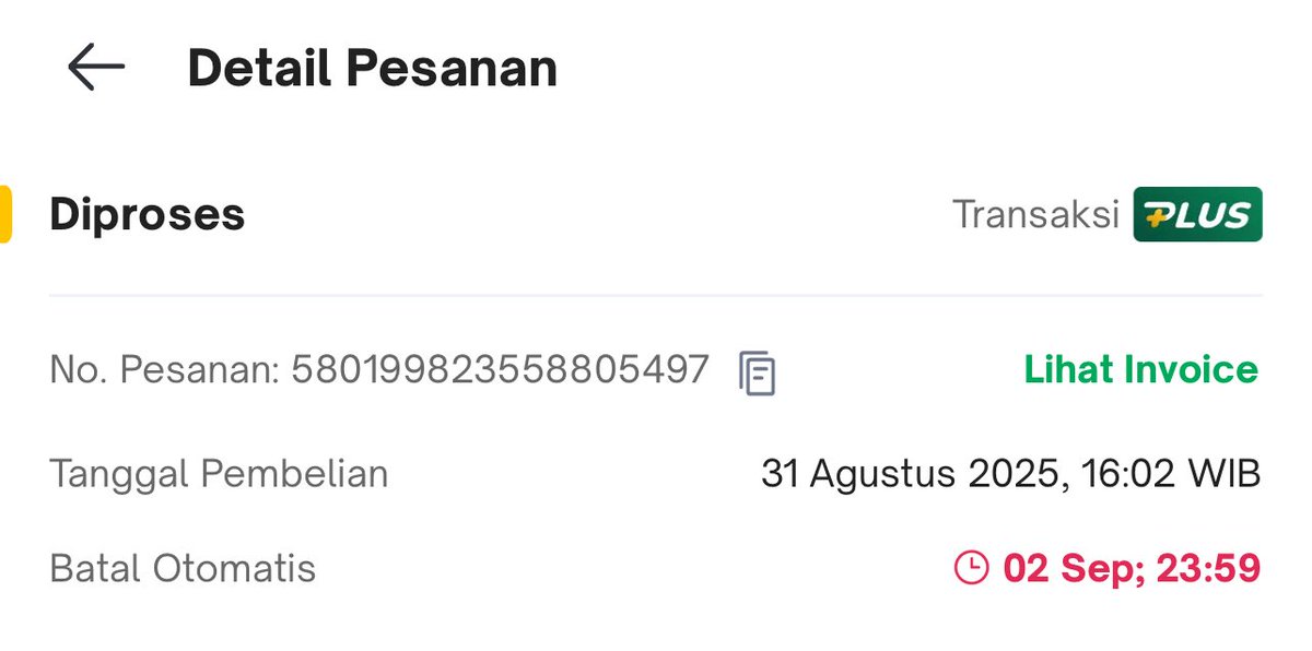 echoaxis's tweet photo. @TokopediaCare Min transaksi ini kok masih di proses dari tgl 31 agustus , di sistem batal otomatis tgl 2 September , sedangkan sekarang udh tgl 7 September 

No pesanan : 580199823558805497 https://t.co/sQtOKe2FXC