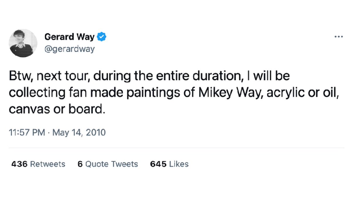 nightsgrow's tweet photo. i still wonder why gerard wanted to fill an entire room with mikeyway paintings https://t.co/2gZDec7umz
