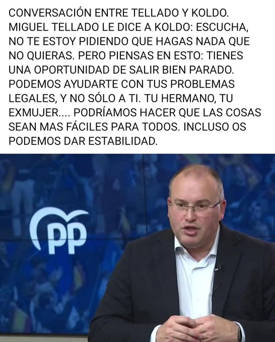 <a href="/sanchezcastejon/">Pedro Sánchez</a> Si pp tiene el más mínimo deseo de venir un día a Moncloa, hay que librarse de mobels como Miguel Tellado, no es un político responsable, es un gángster y no pertenece a la arena política, acaba de insultar a la mayoría del pueblo español. 
Tellado adios.