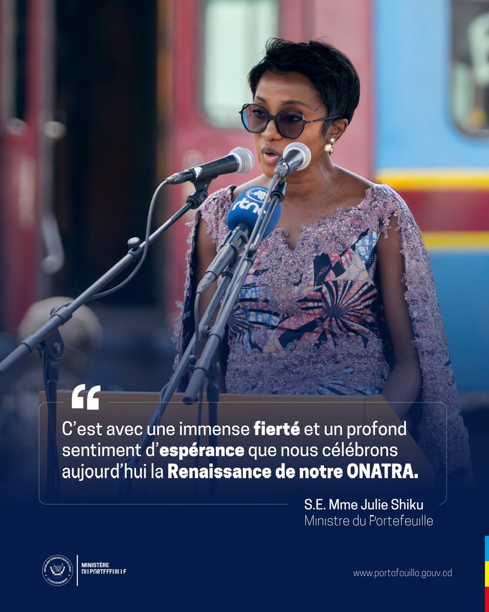 💬 Extrait du discours de S.E. Mme <a href="/_JulieShiku/">Julie Shiku</a> à la cérémonie de réception des nouvelles voitures à voyageurs de l'ONATRA. 

#EntrepriseDuPortefeuille #LevierDeCroissance