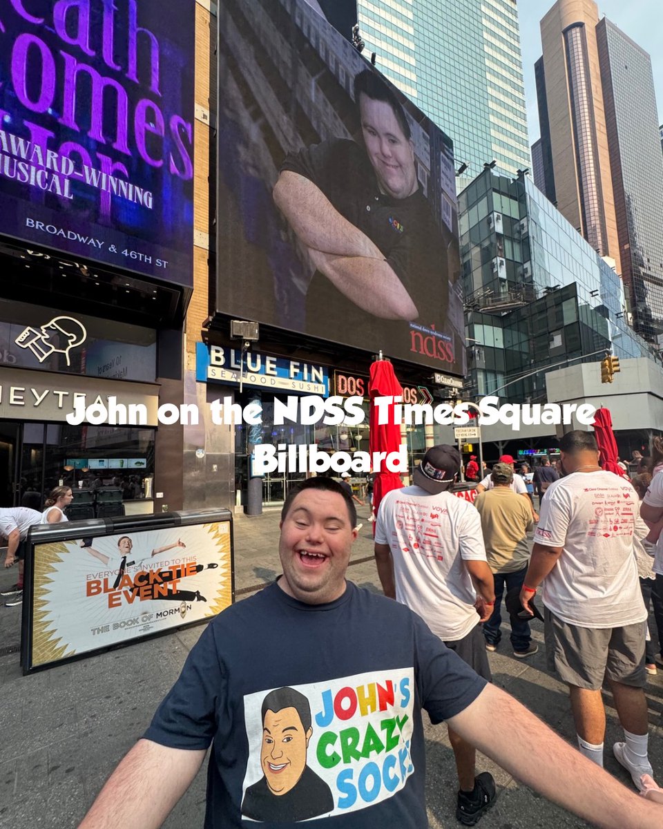JohnsCrazySocks's tweet image. John showed up on the Time Square billboard sponsored by @NDSS.
Celebrating people with Down syndrome.
#ndss #downsyndrome #spreadinghappiness #inclusionmatters #johnscrazysocks