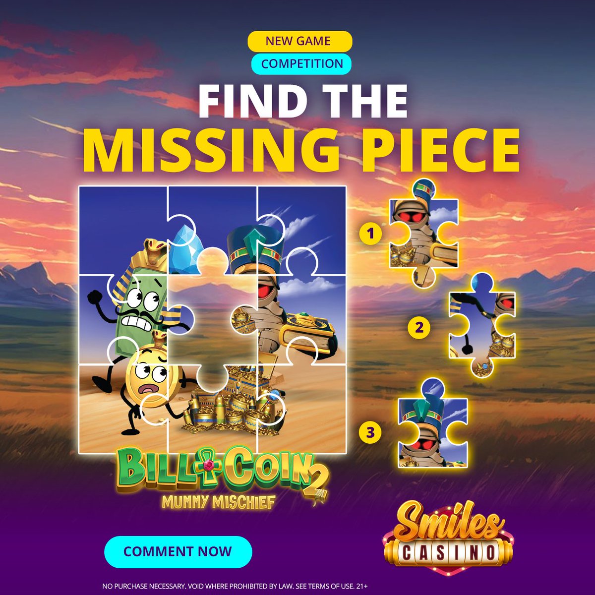 SmilesCasino's tweet photo. Smiles Challenge: Can You Find the Missing Piece? ๐งฉ
One puzzle piece is missingโฆ but which one fits perfectly? ๐
Is it piece 1, 2, or 3?
Drop your answer in the comments! ๐
Play Bill & Coin 2 at https://t.co/2191kJJ97R now!
#SmilesChallenge #SmilesCasino https://t.co/psuwAzSIDq